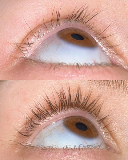 Maddi Morris lash growth progress using Light Heart Lash growth serum